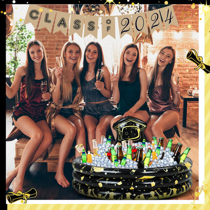 Silipull 2 Pack Graduation Inflatable Party Cooler 2026 Graduation Decorations Inflatable Drink Cooler Bar Centerpiece 14 x 29 Inch for Beverage Picnic Pool Grad Outdoor Party