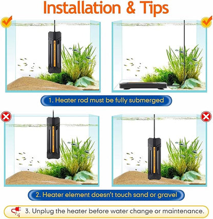 hygger 1200W Aquarium Heater with Controller, Adjustable & Submersible Fish Tank Heater with Digital Display Safety Triple Protection Beeping Alarm for Saltwater and Freshwater 160-280 Gallon
