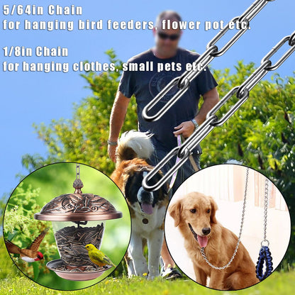 Stainless Steel Chain, Lsqurel 13ft Metal Chain Link Chain Small 1/8in Light Duty Chain Utility Chain Jack Chain for Home Outdoor Camping Hanging etc (1/8in-13ft)