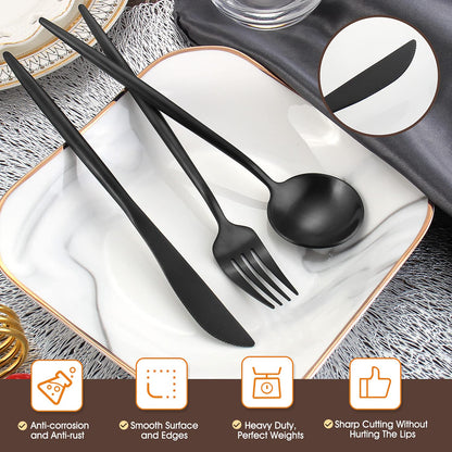 Matte Black Silverware Set,BEGEEL 20 Piece Stainless Steel Flatware Set,Service for 4,Satin Finish Tableware,Cutlery Sets,Utensil Sets for Kitchen and Home,Dishwasher Safe