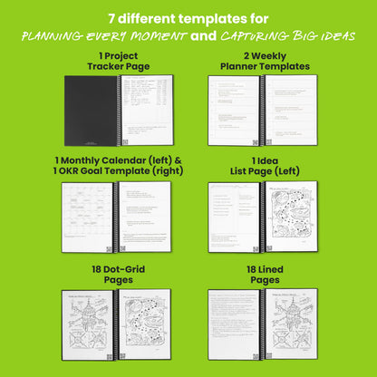 Rocketbook Fusion Hybrid Reusable Planner and Notebook in One, Additional Blank Pages, Goal and Project Tracker, Undated Planner, Executive Size 6x8.8, Black (Pack of 1)