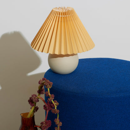 Brightech Serena LED Table Lamp - Small 10" Modern Ceramic Lamp with Pleated Shade for Bedside, Nightstand, Desk - Mini Night Light with Cozy Soft White Light for Living Room, Bedroom - Peach