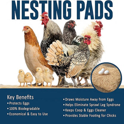 Chicken Nesting Pads for Chicken Coop Accessories - 12 Pack - USA Aspen - Professional Grade Excelsior Bedding – Easy Clean Up - Absorbs Moisture - 100% Natural, Dust-Free Liners for Laying Hens 13x13