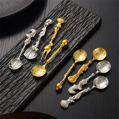 Elegant Demitasse Scoops for Seasoning Coffee Dessert Drink Mixing Metal Zincs Alloy Dessert Spoon Kitchen Gadget Salt Spoon