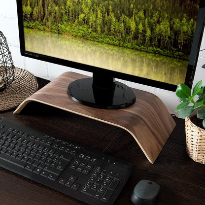 kalibri Wood Monitor Stand Riser - Computer Desk Holder Desktop Dock Wooden Mount Display for PC TV Screen Notebook Laptop - Walnut