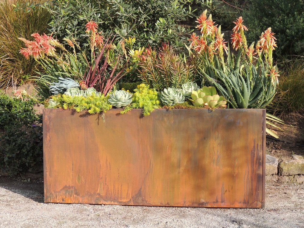 Nice Planter Corten Steel Trough Planter, 16" x 46" x 16"