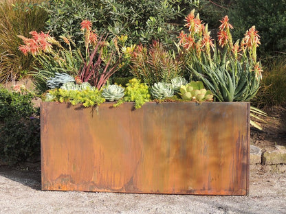 Nice Planter Corten Steel Trough Planter, 16" x 46" x 16"