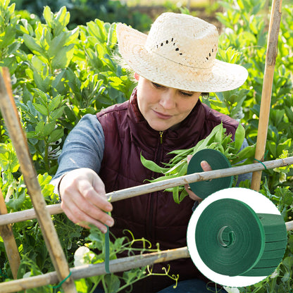 BZHYZKX Plant Tape for Climbing Plants, 6 Rolls, 196 Ft x 1/2 Inch, Reusable Adjustable Green Garden Tape for Plants, Soft Plant Ties for Outdoor Indoor Plants