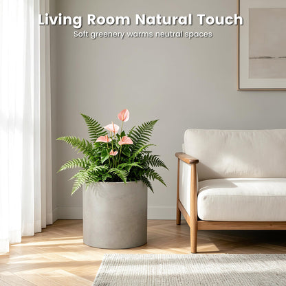Kante 12.6" Concrete Cylinder Planter, Large Weather Resistant Concrete Planter with Drainage Hole & Rubber Plug, Handcrafted for Indoor Outdoor Plants & Patio Decor, Weathered Concrete Finish