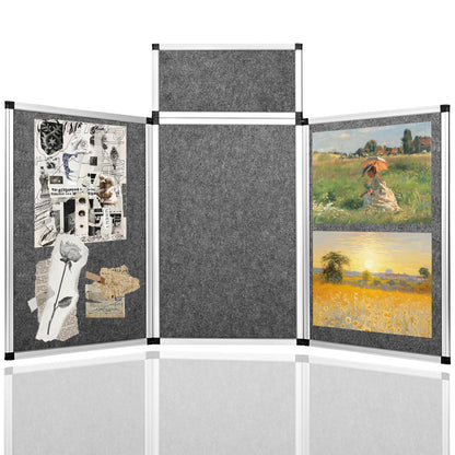 Nisorpa 3+1 Panel Trade Show Presentation Board 70.8 x 35.4 in Desktop Tri Fold Display Board Gray Single Sided Tabletop Display 4 Folding Panels with Moving Bag