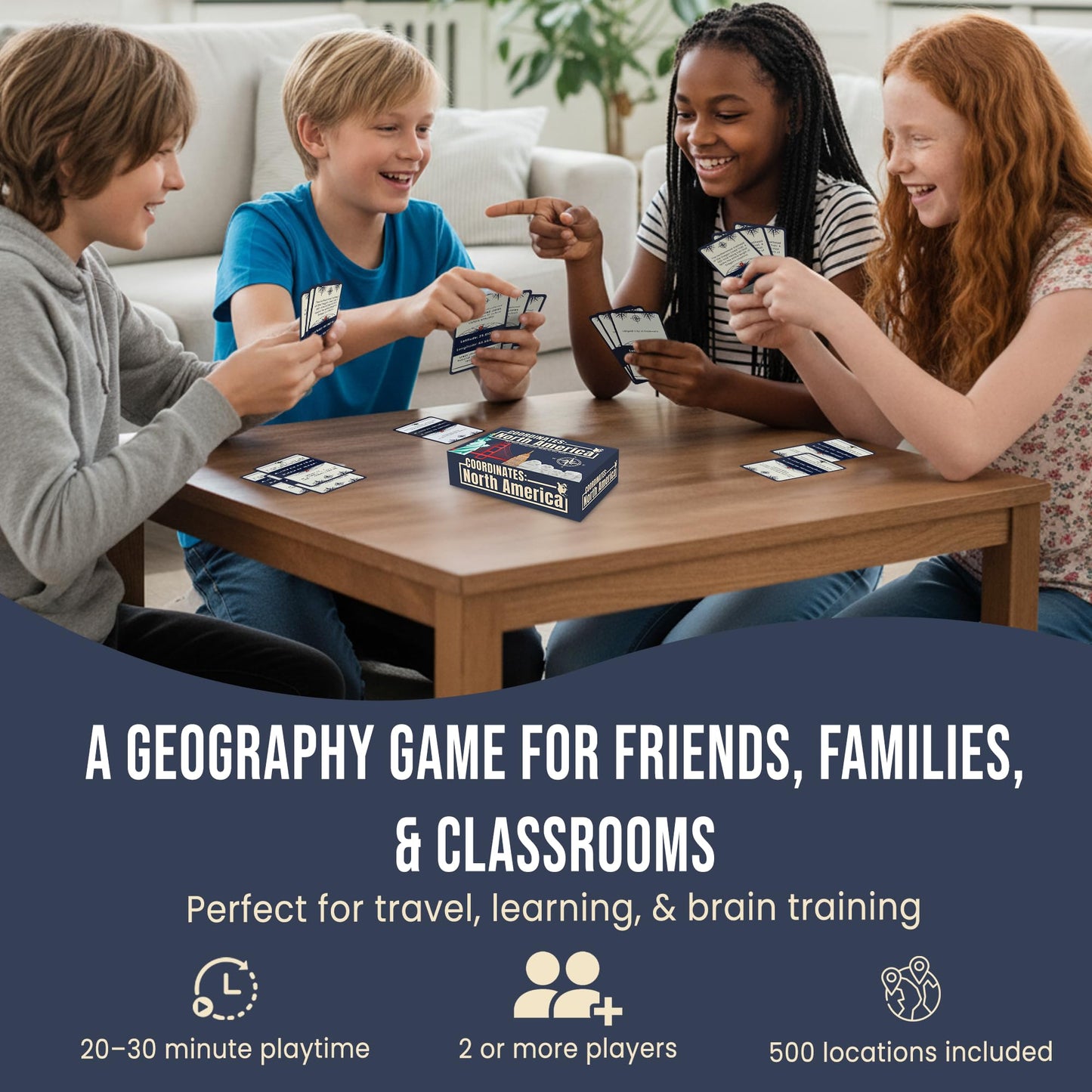 Coordinates North America Geography Game - Educational Card Game for Kids and Adults - Better Than Flash Cards - Build World Geography Skills Learning About North America
