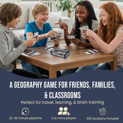 Coordinates North America Geography Game - Educational Card Game for Kids and Adults - Better Than Flash Cards - Build World Geography Skills Learning About North America
