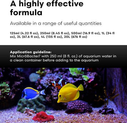 Brightwell Aquatics MicroBacter7 Complete Bioculture for Fish Tank or Aquarium - Populates Biological Filter Media for Saltwater and Freshwater Fish - Aquarium Water Treatments, 33.8 fl oz
