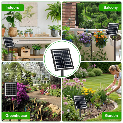 Solar Automatic Drip Irrigation Kit System, 50FT Solar Powered Auto Easy DIY Watering Device Supported Pots Plants, 6 Timing Modes with Anti-Siphoning Device