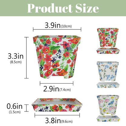 XINAOBAOLUO Plastic Plant Pots Printed Flower Pot with Pallet Container Indoor Outdoor of Your Room,Garden Office and Balcony Decor Modern Decorative Gardening Containers