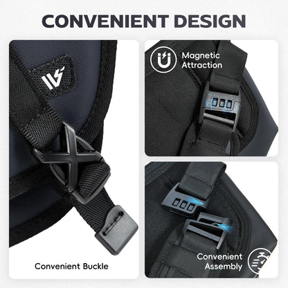 HIMZ WARRIOR Crossbody Sling Bag Men Heavy Duty Chest Bag Sport Travel Daily Use Water Resistent Stylish Casual Messenger Bag Durable Black