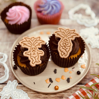 BAKERLOGY Roots of Magic Mini Cookie Cutter & Stamp Set (Shy & Screaming Mandrake Designs) – Cute Fantasy Fondant Embossing Stamp Cutters for Halloween Baking, Cupcake Toppers & Wizard-Themed Treats