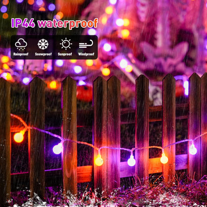 JMEXSUSS 100 LED Globe String Lights Indoor Plug in with Remote, 33ft Connectable Christmas Lights Outdoor, 8 Modes Orange and Purple Fairy Light Outdoor for Bedroom Room Party Christmas Decor