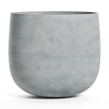 COSAPOTS Mondo Round Fiberglass Planter – Lightweight Indoor/Outdoor Plant Pot, Frost & Weather-Resistant, Handmade Modern Decorative Planter – 18.2" x 18.2" x 16.1" – Concrete Stone