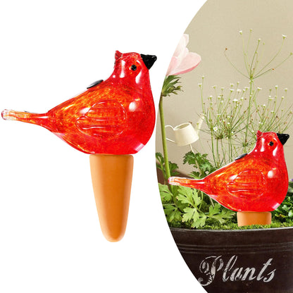 Naboher Glass Bird Shaped Plant Watering Ball Glass Automatic Watering Ball Flower Pot Insertion Spike Drip Irrigation Device Watering Ball Irrigation System Plant Enthusiast Gift (Red)