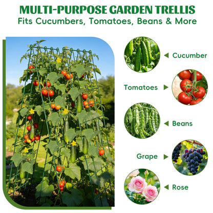 DOLEMODUO 2 Pack Cucumber Trellis, 60inch A-Frame Rustproof Steel Wire Garden Trellis for Raised Beds, Heavy Duty Climbing Plants Supports for Cucumber,Tomato, Climbing Plants and Flowers