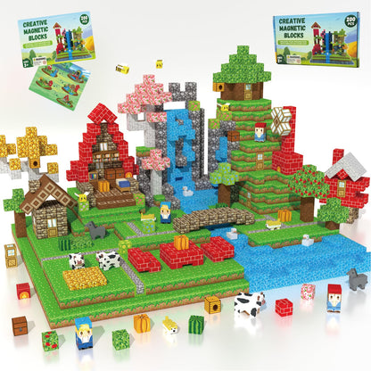 Oryvold 200 PCS Magnetic Blocks - Upgraded STEM Building Toys for Kids Featuring 5 Colorful Animal-Shaped Blocks, Magnetic Tiles for Kids 3+ Boys and Girls Christmas Birthday Gifts