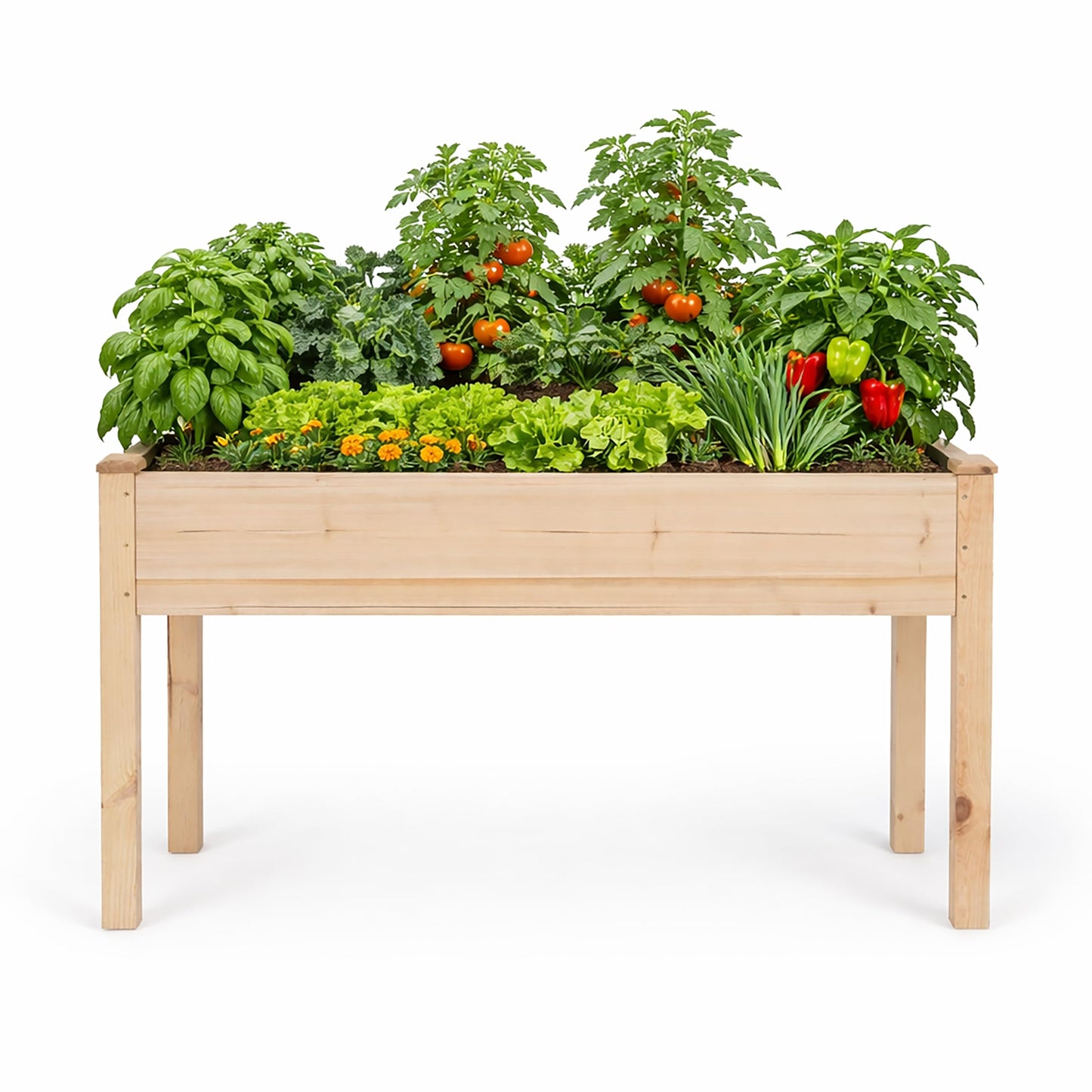 Backyard Expressions Wooden Raised Garden Bed | 48" x 24" x 30" Elevated Planter Box with Included Bed Liner | Outdoor Vegetable, Flower, and Herb Gardening