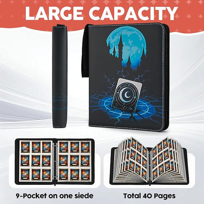 9 Pocket Card Binder for MTG/YGO/PTCG/Game Cards, Premium Card Collector Book for TCG Players,Toys Gifts for Kids,Holds 720 Cards-Blue