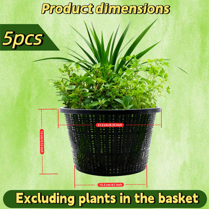 Ntwoiee 5pcs 8.4-inch hydroponic Baskets, Black Plastic Garden mesh pots, Slotted Pond Baskets Aquarium Plant pots Lily Nursery Planting Supplies