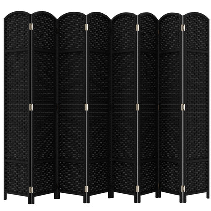 Room Divider 8 Panel Screen 5.6 Ft Tall Partition Room Dividers Black Privacy Screens Folding Room Separation Free Standing Waterproof Wood Frame Wall Divider