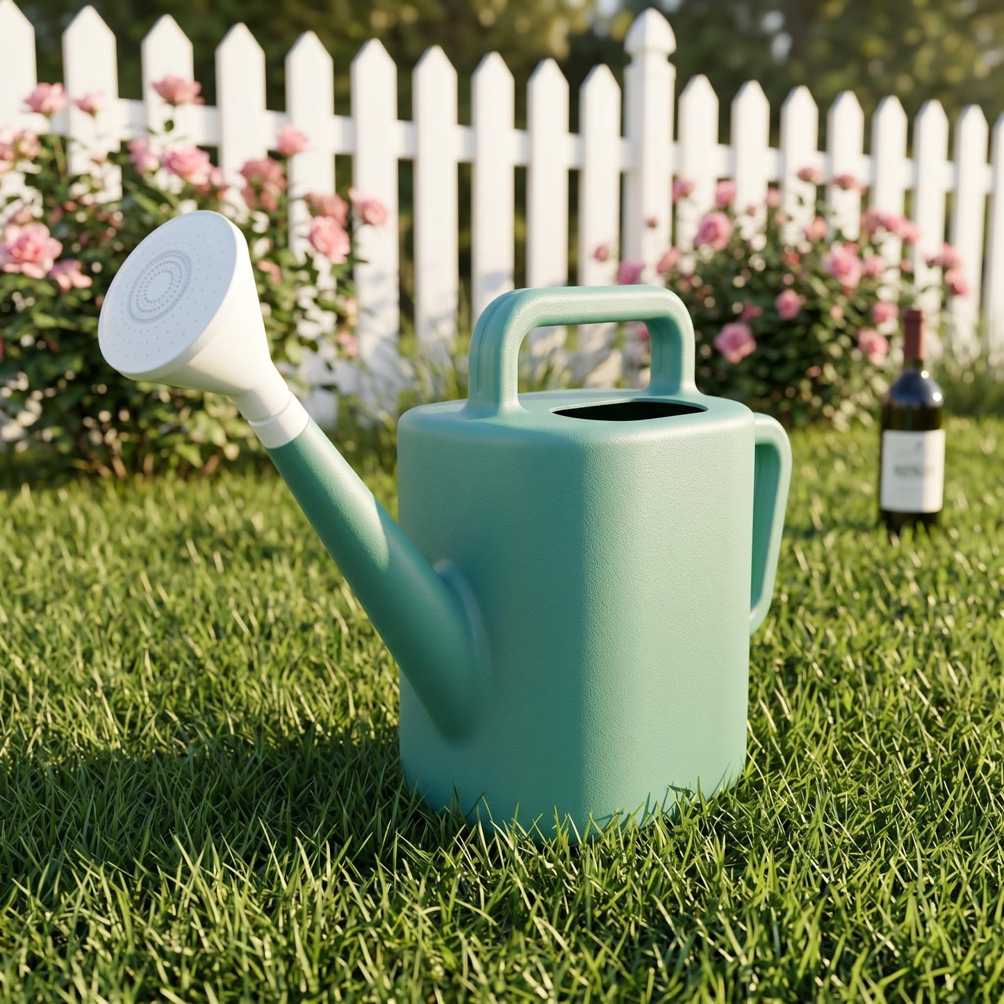 2 Gallon Resin Watering Can，Garden Outdoor with Removable Long Spout and Stainless Steel Sprinkler Head,Large Plastic Suitable for Garden, Indoor Plants, or Outdoor Flowers (Green) (10L)