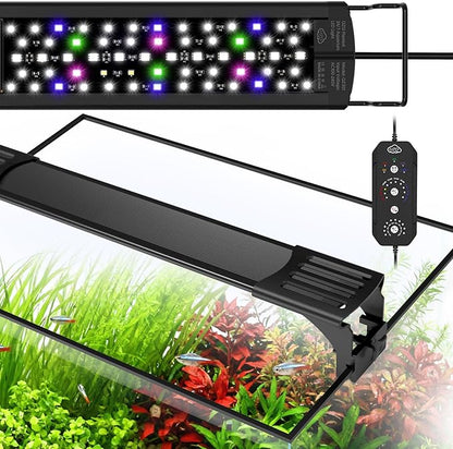 QZQ LED Aquarium Light, 30W Fish Tank Light with 24/7 Lighting Mode, Timer, DIY Mode, Adjustable Brightness, Full Spectrum Aquarium Plant Light with Extendable Brackets for 24-29 Inch Fish Tank