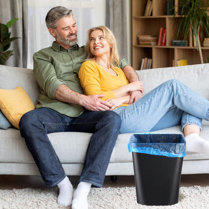Hoolerry 9 Pieces Garbage Can 2 Gallon Small Trash Cans Bulk Bathroom Trash Bin Plastic Wastebasket Square for Bedroom Slim Bathroom Trashcan Small Container for Kitchen Office Home Rooms(Black)