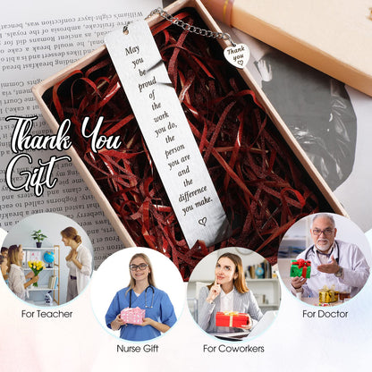 Ferraycle 8 Pcs Metal Bookmark Bulk Teacher Appreciation Gifts Never Forget The Difference You Make Bookmark for Friends Teacher Classmate Book Lovers Valentine's Day Gifts