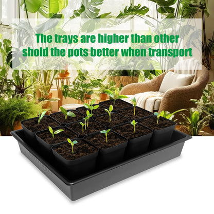 RooTrimmer 3.5 inch (9CM) Square Nursery Pots 60pcs, Sturdy Seedlings Trays 5 Pcs, Seeds Starter Germination Tray, Microgreenings Planter Nursery Propagation 5 Sets