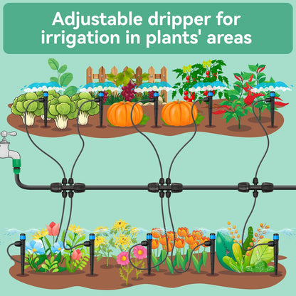 Drip Irrigation Emitters for 1/4" Tubing: Adjustable 360 Degree Water Flow Drippers with Lock Barbed - Drip Spray Emitters Parts for Garden Watering System (25pcs)