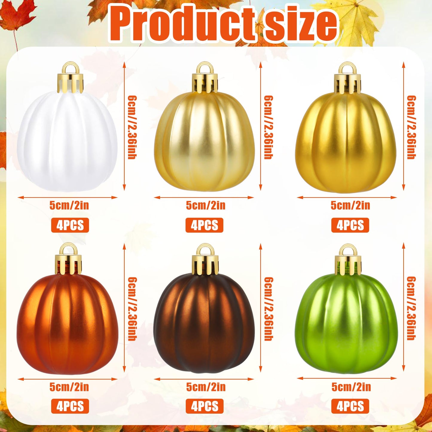 24 PCS Fall Pumpkin Hanging Ornaments Thanksgiving Hanging Decorations for Small Tree Mini Pumpkin Ball Ornaments for Halloween Thanksgiving Harvest Autumn Small Tree Home Decor