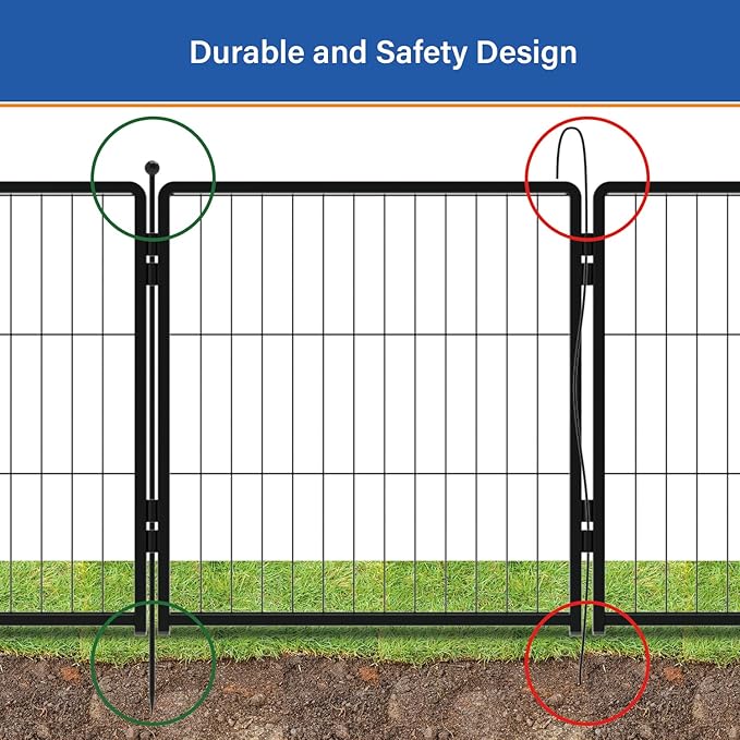 Dog Playpen 36 inch 8 Panels for Indoor & Outdoor Use – Heavy-Duty Metal Pet Fence with Ground Stakes, Rounded Ball Tops for Safety, Stable & Foldable Design, Easy to Assemble