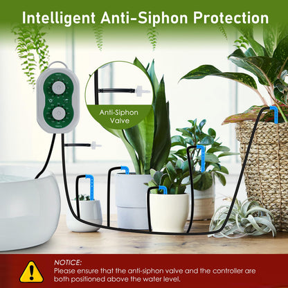 WIOR Automatic Plant Waterer Drip Irrigation System Kit for 15 Potted Plants, Indoor Self Watering System Plant Watering Devices with Programmable Water Timer for Garden Balcony Greenhouse Vacation