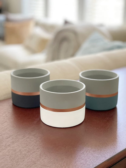 Chez JuJu Assorted Nordic Cement Succulent Pots 3.5" Planters with Drainage | 3 Pack