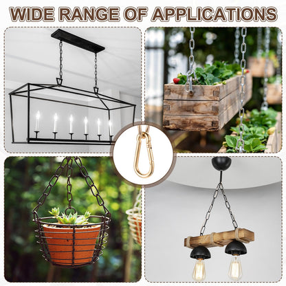 uxcell 7ft Lighting Hanging Chain, 2.8mm/0.11" Looping Metal Pendant Chandelier Chain Extension with 2 Spring Snap Hook for Hanging Plant Pendant Chandelier Light Fixture, Rose Gold