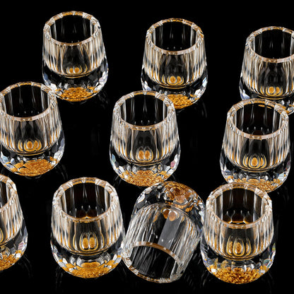 Skybooly 12 Pcs Small Crystal Shot Glasses with 24k Gold Leaf Flakes - Mini Diamond Tequila Whiskey Shot Glasses Set Luxury Drinking Glassware for Party Bar Decor Collection Gift (mini,0.338 oz)