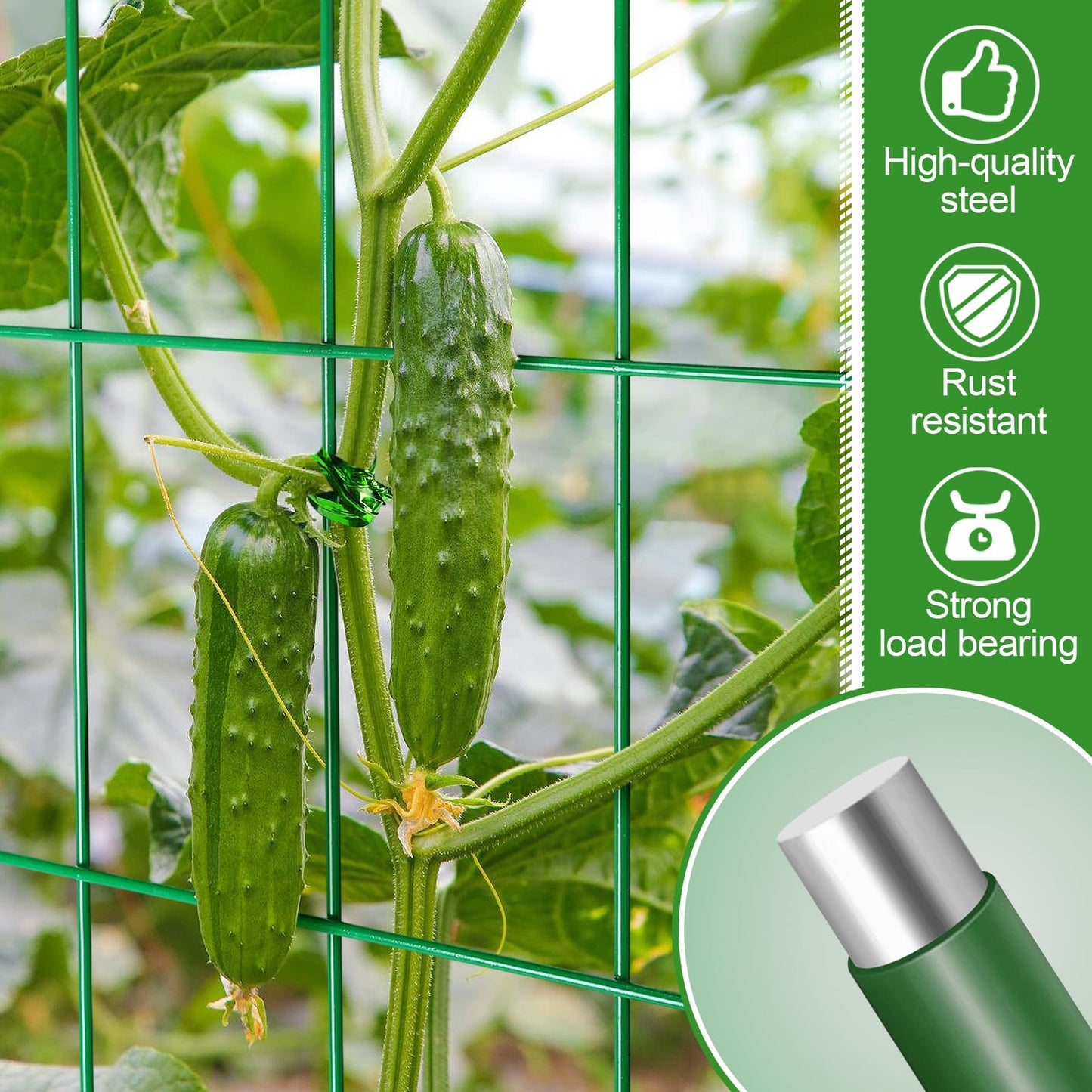 2Sets Stable Cucumber Trellis - 39.3" L x15.7'' W Foldable Garden Trellis for Raised Bed, A-Frame Metal Plant Support Trellis with Ties for Bean Raspberry Squash Climbing Plants Outdoor