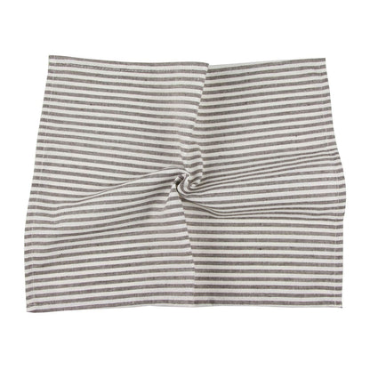INFEI Plain Striped Cotton Linen Blended Dinner Cloth Napkins - Set of 12 (40 x 30 cm) - for Events & Home Use (Brown)