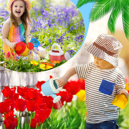 Sosation 24 Pcs Kids Watering Can and Beach Sand Shovel Set 12 Small Plastic Watering Can Bulk 12 Sand Shovels Mini Water Pail with Handle Outdoor Play Toys Child Gardening Tools for Girl Boy Gift