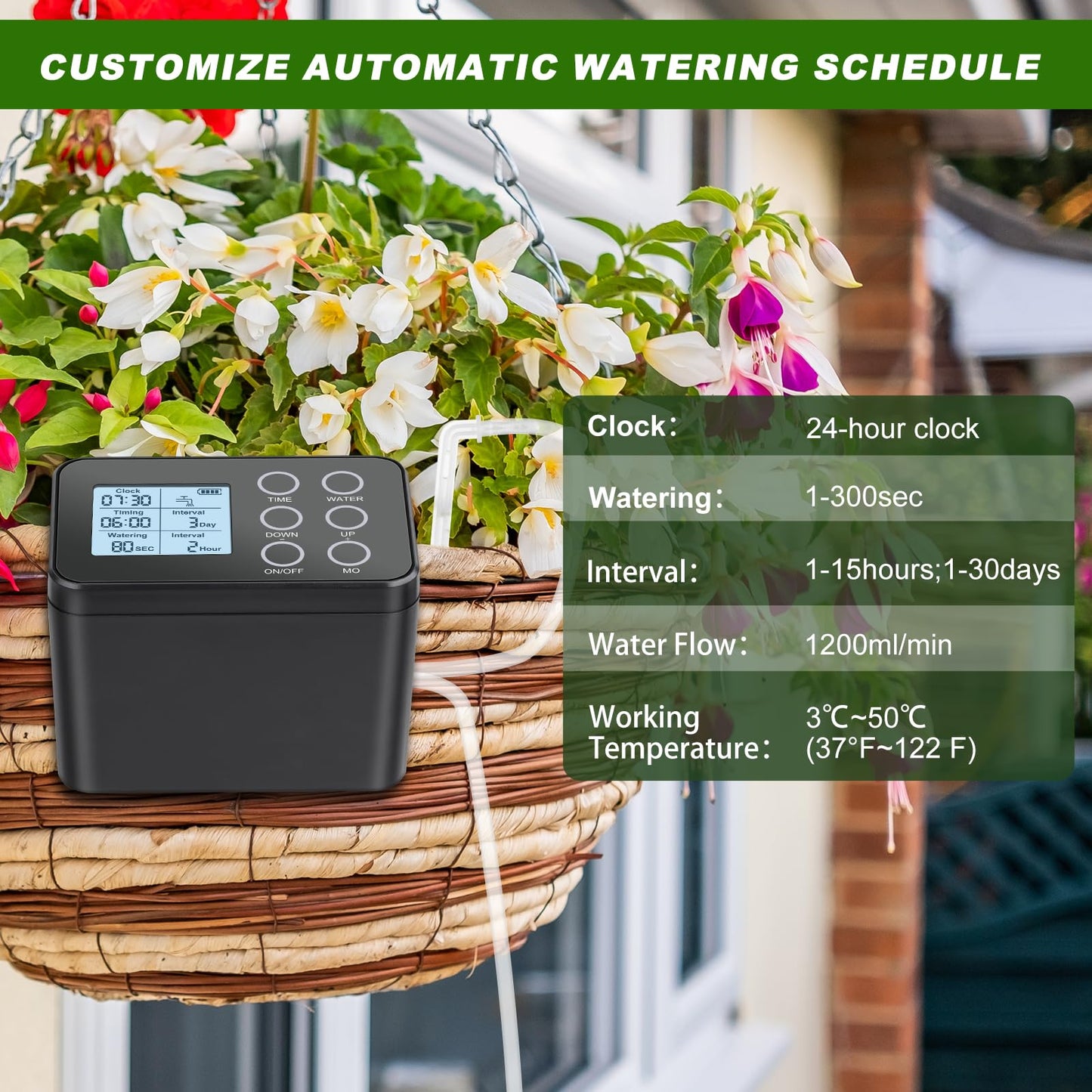 Automatic Plant Waterer Indoor: Drip Irrigation System with Large Display, Easy Programming, Vacation Plant Watering Devices for 15 Potted Plants, New Upgraded Christmas Tree Watering System