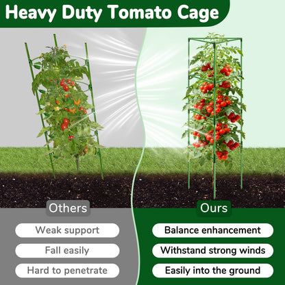 ZeeDix [Upgraded] 2 Pack Heavy Duty Tomato Cages for Garden, 57 Inch Foldable Plant Support Stakes for Heavy Climbing Plants, Adjustable Tomato Trellis for Pots Indoor & Raised Garden Bed Outdoor