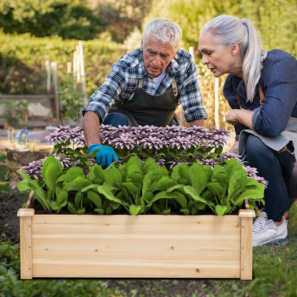 Giantex Raised Garden Bed, Wood Planter Box, Outdoor Square Garden Bed for Vegetable Flower Herb Succulent, 40" Lx40 Wx12 H, Easy Assembly