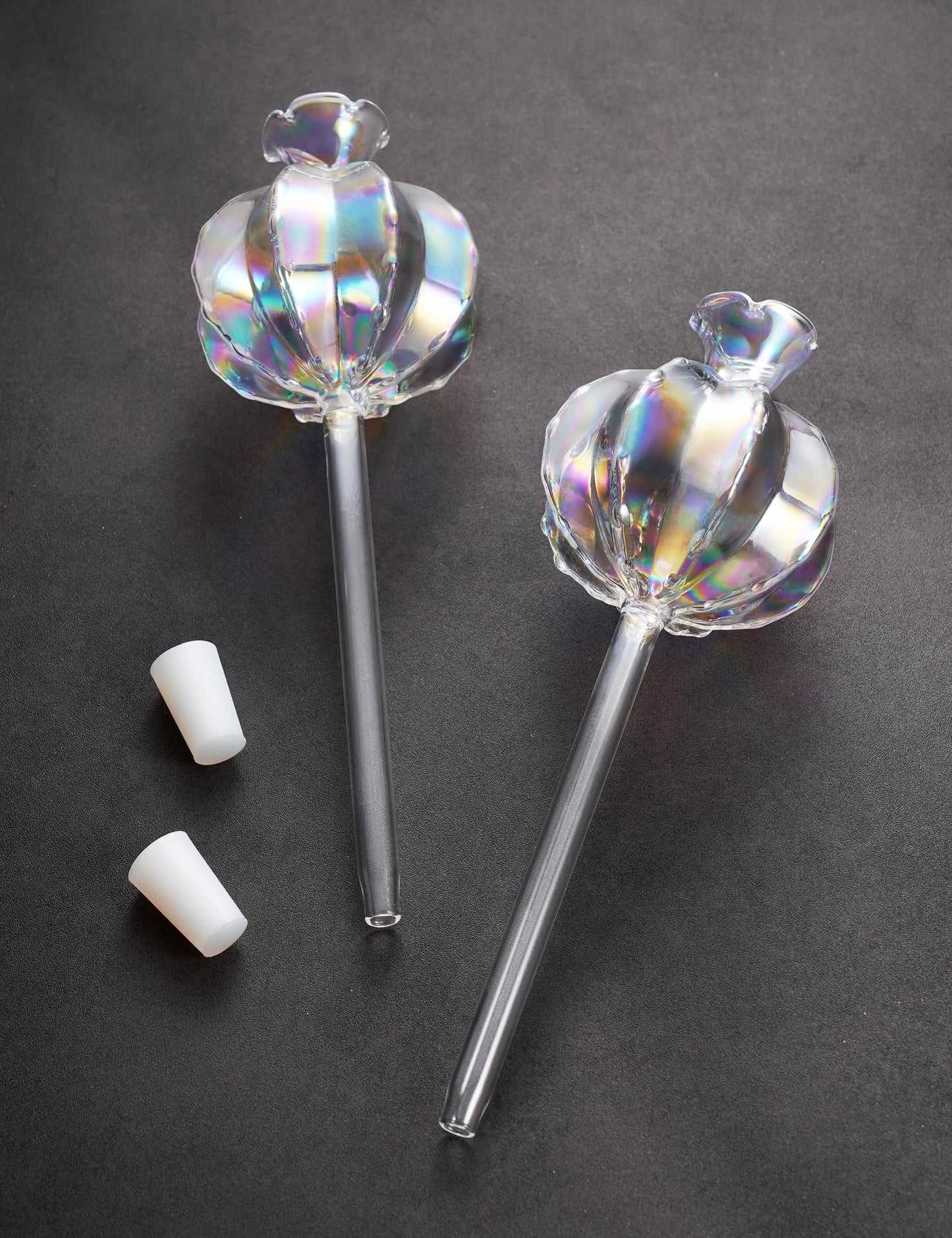 NiHome Plant Watering Globes 4-Pack, Iridescent Glass Cactus Self Watering Globe, Glass Waterer for Potted Plants - 4.7OZ/140 ML Capacity Automatic Mini Irrigation System, Adorable Gardening Gift