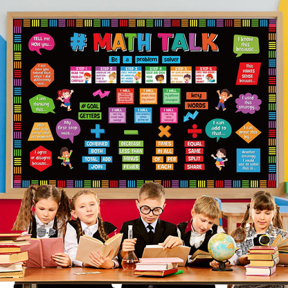 Pajean 85 Pcs Math Talk Bulletin Board Set Math Posters Classroom Decorations Educational Mathematics Paper Cutout for Elementary Middle High School Wall Chalkboard Decor Teacher Supplies(Talk)
